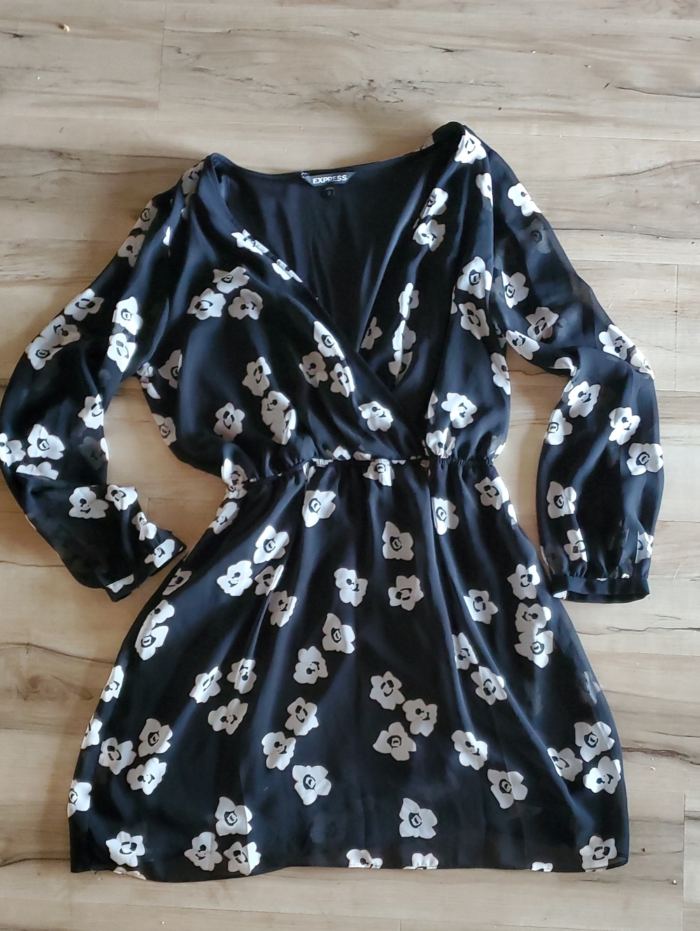 Express Black Floral Wrap Dress
